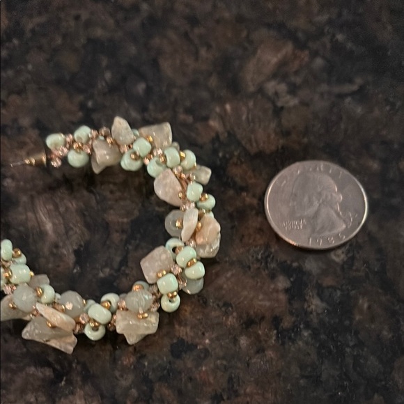 Elegant Beaded Hoop Earrings - Picture 2 of 2